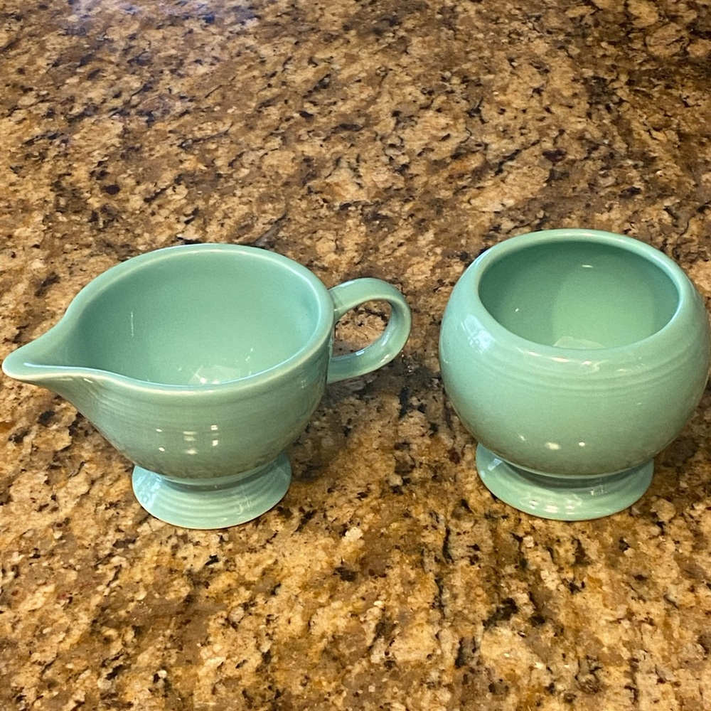 Seamist Green fiestaware Creamer and Sugar Bowl Set